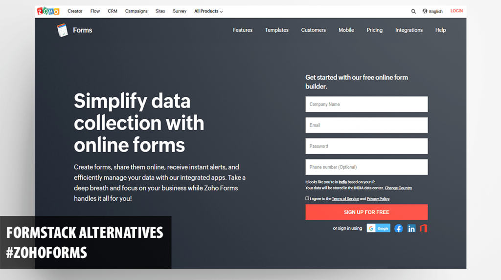FormStack Alternative #5 :Zoho Forms