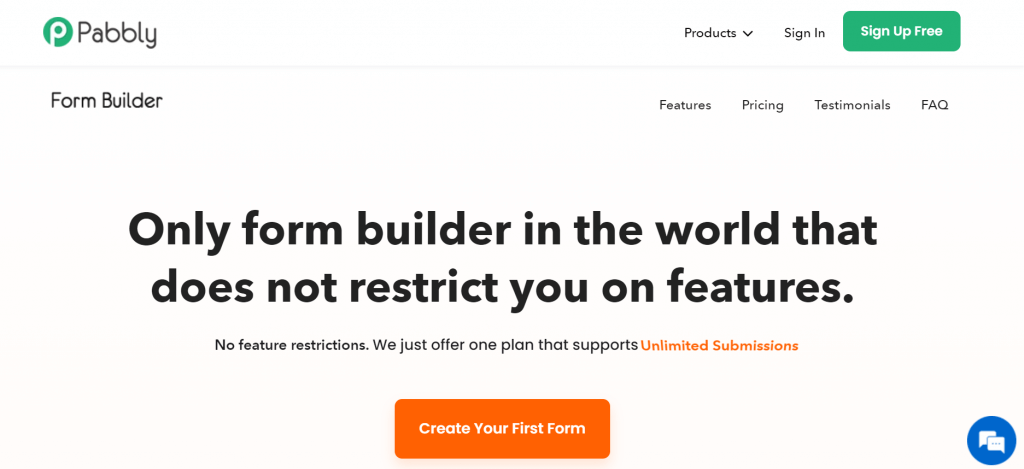 Pabbly Form builder (Web) : An online form builder that doesn't restrict you on features