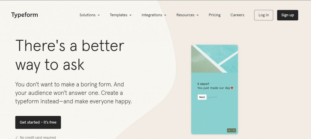 TypeForm(Web) : Best online form builder for creating beautiful forms